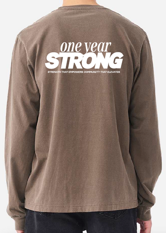 The Strength Collective - One Year Strong Unisex Heavyweight Garment-Dyed Long Sleeve Tee