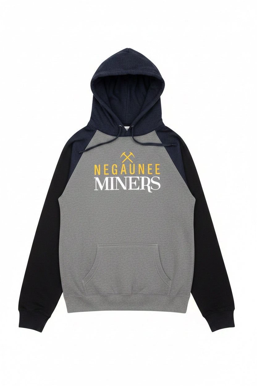 Negaunee Miners Raglan Hooded Pullover
